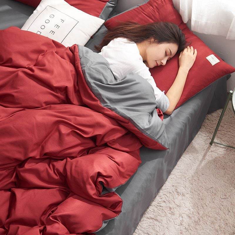 Four-piece Set Nordic Style Wash Cotton Quilt Cover Net-red Bed Sheet Student Dormitory Bedding - Price Value Store