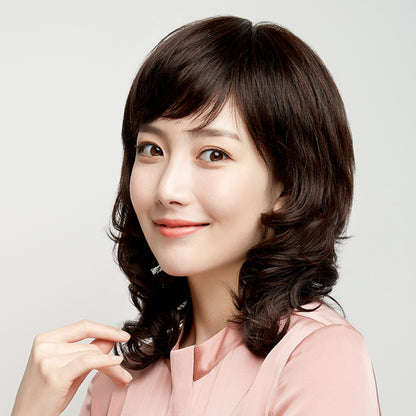 Large wavy wig for middle-aged and elderly women