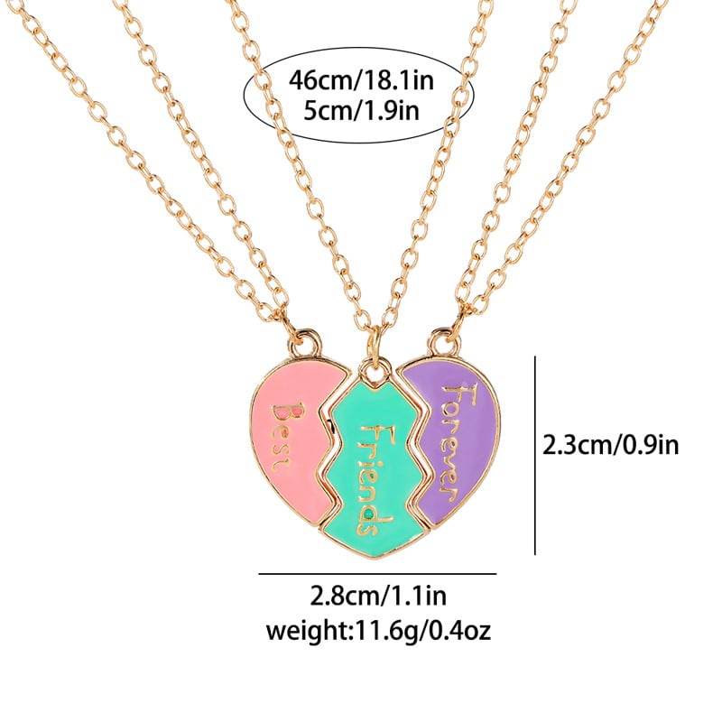 Temu cross-border European and American fashion personality best friends love stitching good friends girlfriends pendant set chain - Price Value Store