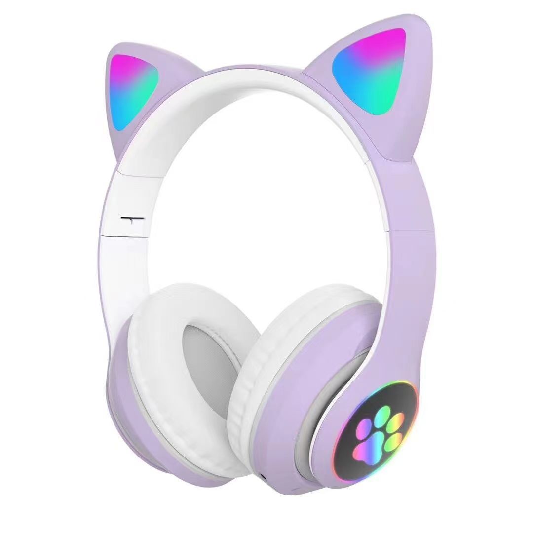 Cat Ear Bluetooth Headset with Luminous Foldable Design