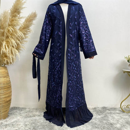 Leaf-patterned sequined robe - Price Value Store