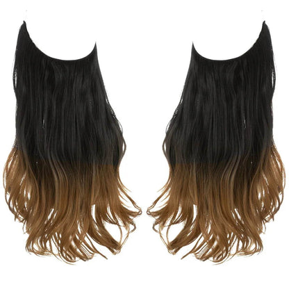 European and American wig one-piece hair quantity multiple U-shaped hair extension female fishing line wig invisible natural long curly hair - Price Value Store
