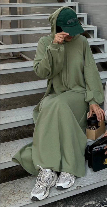 Solid Color Hoodie dress