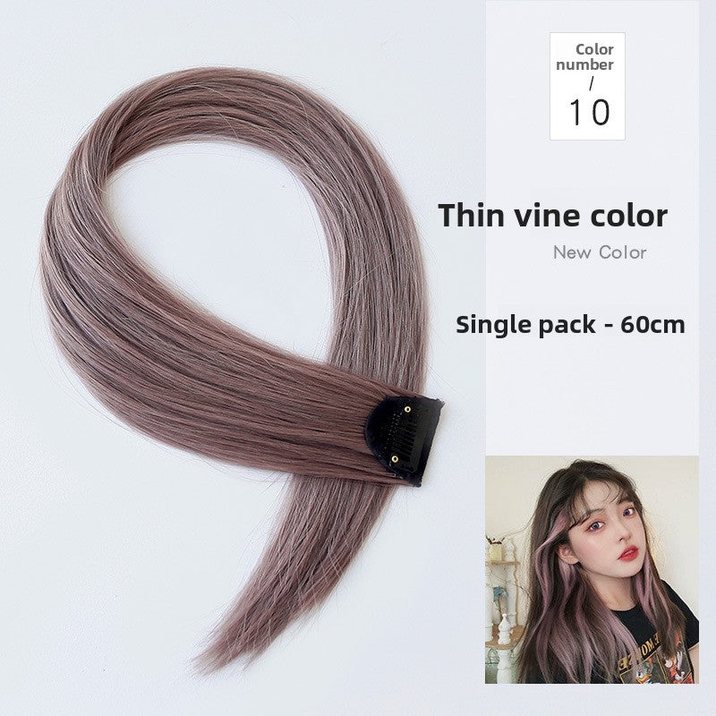 Colorful wig pieces with ear-hanging dyeing
