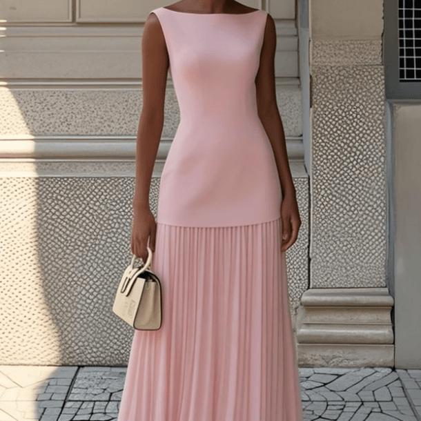 Solid-color sleeveless knitted dress - Price Value Store