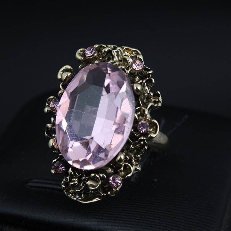 Retro Adjustable Crystal Stone Ring for Women - Vintage Geometric Jewelry - Price Value Store