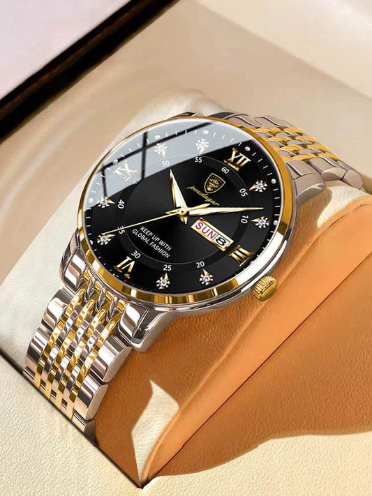Foreign trade AliExpress explosions Swiss certification imported double calendar waterproof luminous men's watch Korean fashion - Price Value Store
