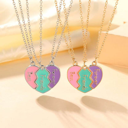 Temu cross-border European and American fashion personality best friends love stitching good friends girlfriends pendant set chain - Price Value Store