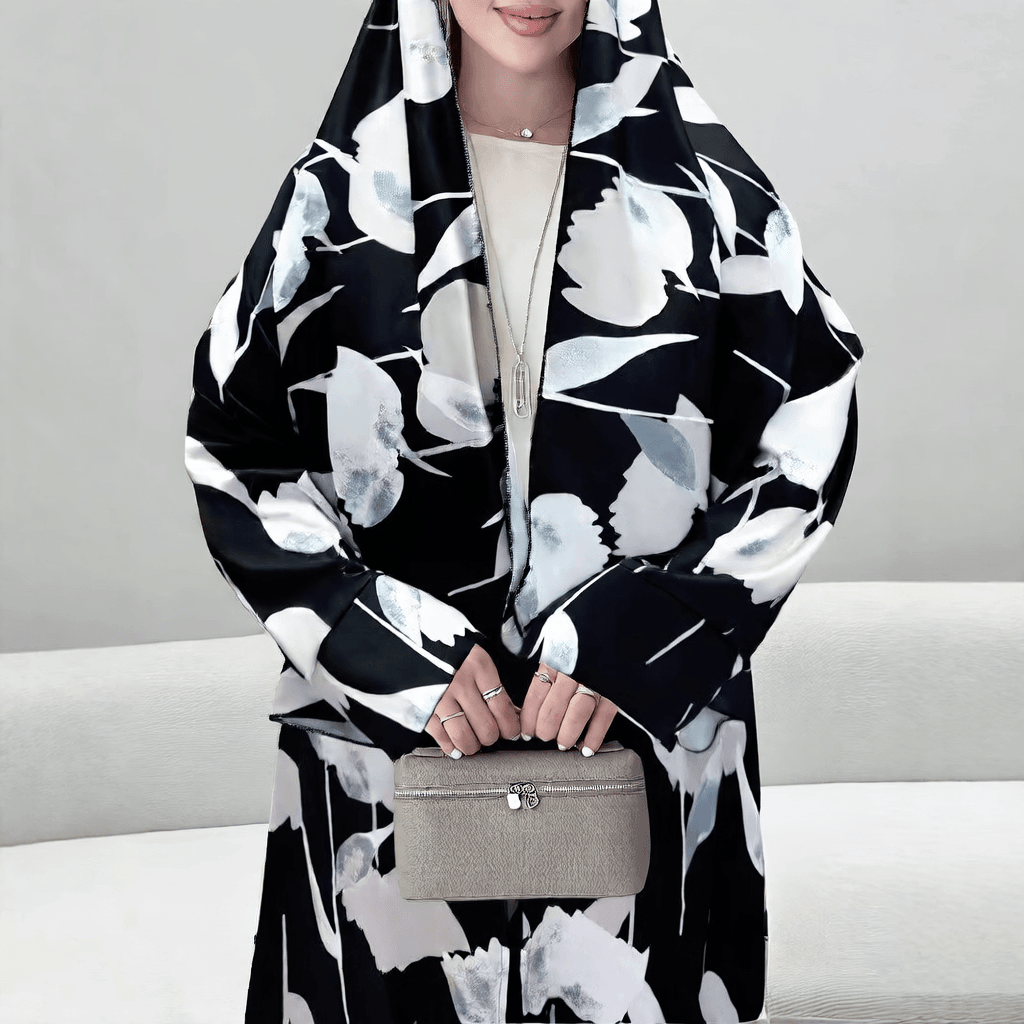 Long-sleeved printed robe with headscarf - Price Value Store