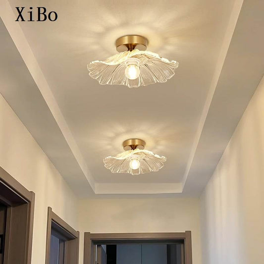 Japanese lotus leaf aisle lamp modern simple creative flower balcony corridor entrance ceiling lamp - Price Value Store