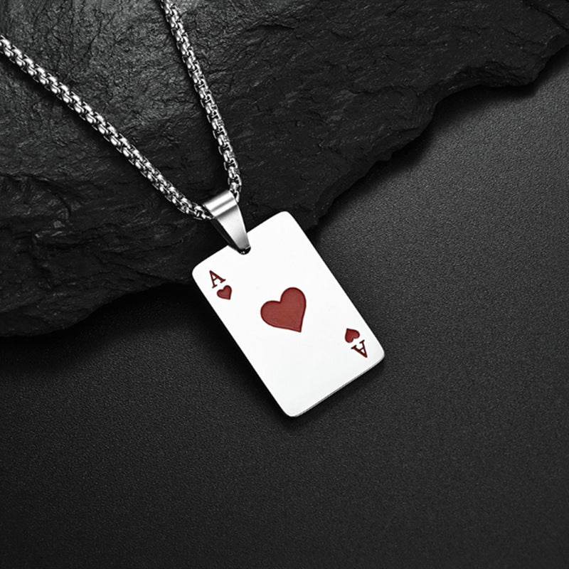 Trendy Geometric Spade Necklace - Hip Hop Titanium Steel Pendant - Price Value Store