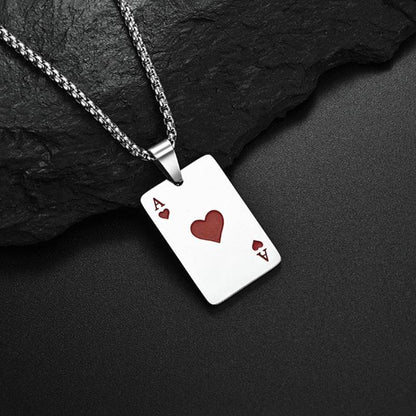 Trendy Geometric Spade Necklace - Hip Hop Titanium Steel Pendant - Price Value Store