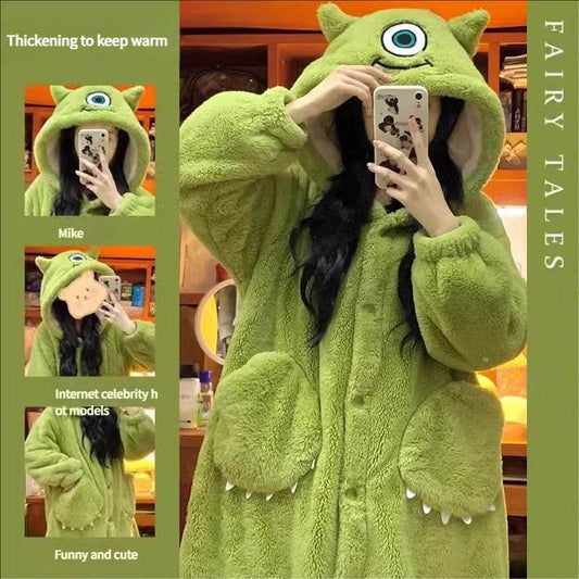 Big-eyed coral fleece pajamas - Price Value Store