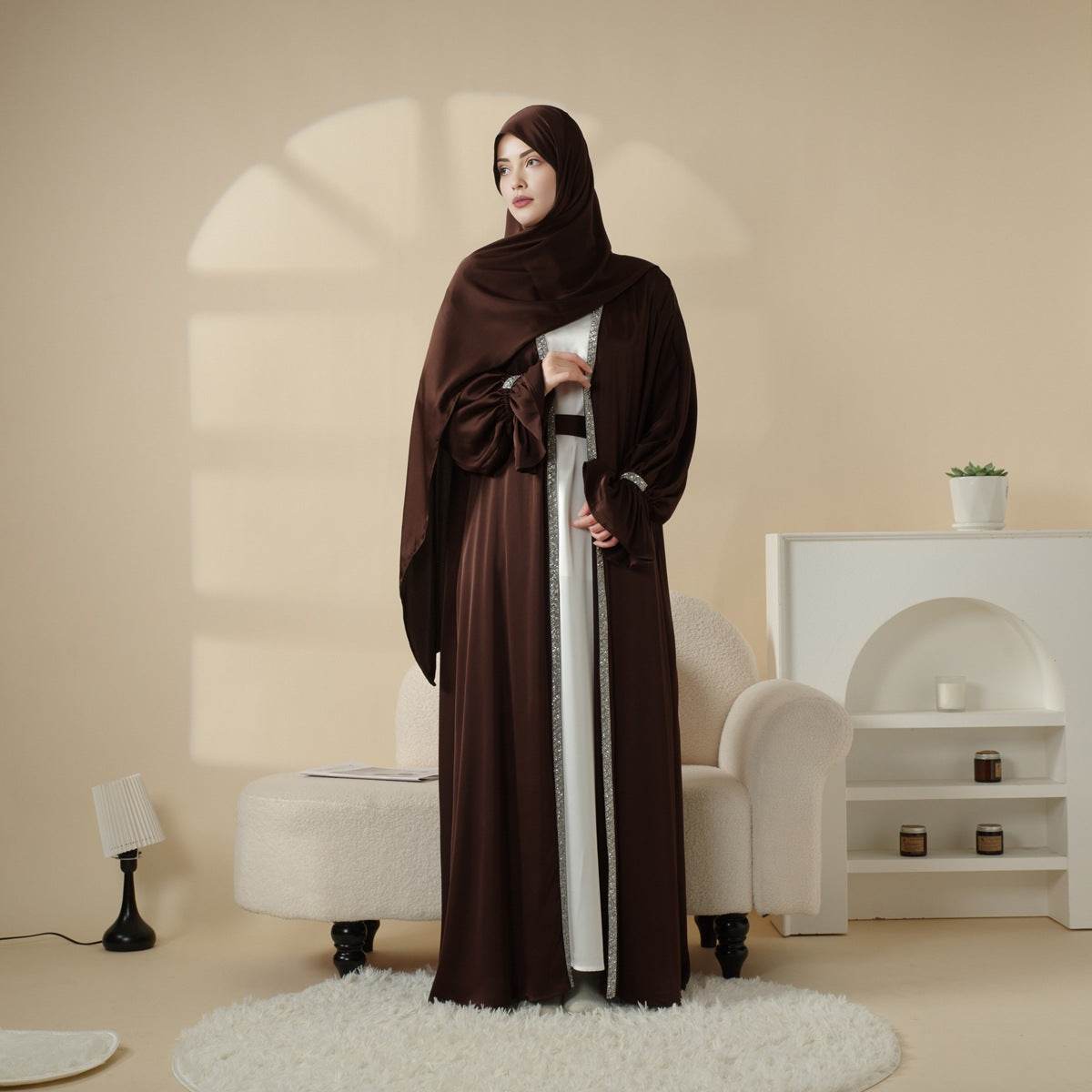 Skirt cuff with diamond abaya women's robe - Price Value Store