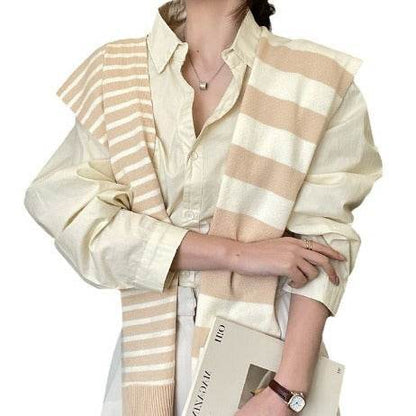Striped shawl outerwear - Price Value Store