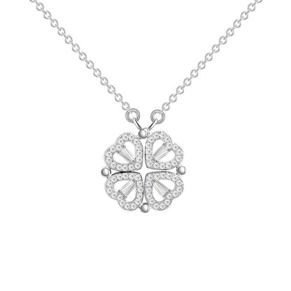 Two-Wearing Love Flower Pendant Heart-to-Heart Niche Design Sense One-Style Multi-Wearing Heart-Shaped Four-leaf Clover Necklace - Price Value Store