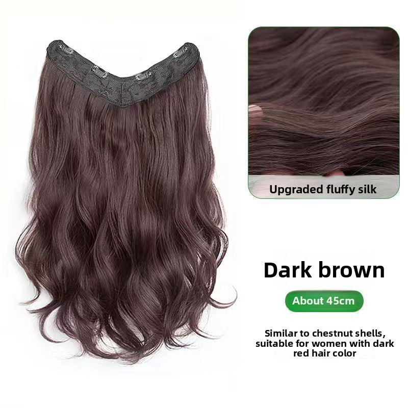 Women's V-Shaped Long Curly Invisible Hair Extension Patch