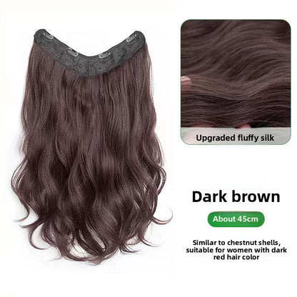 Women's V-Shaped Long Curly Invisible Hair Extension Patch