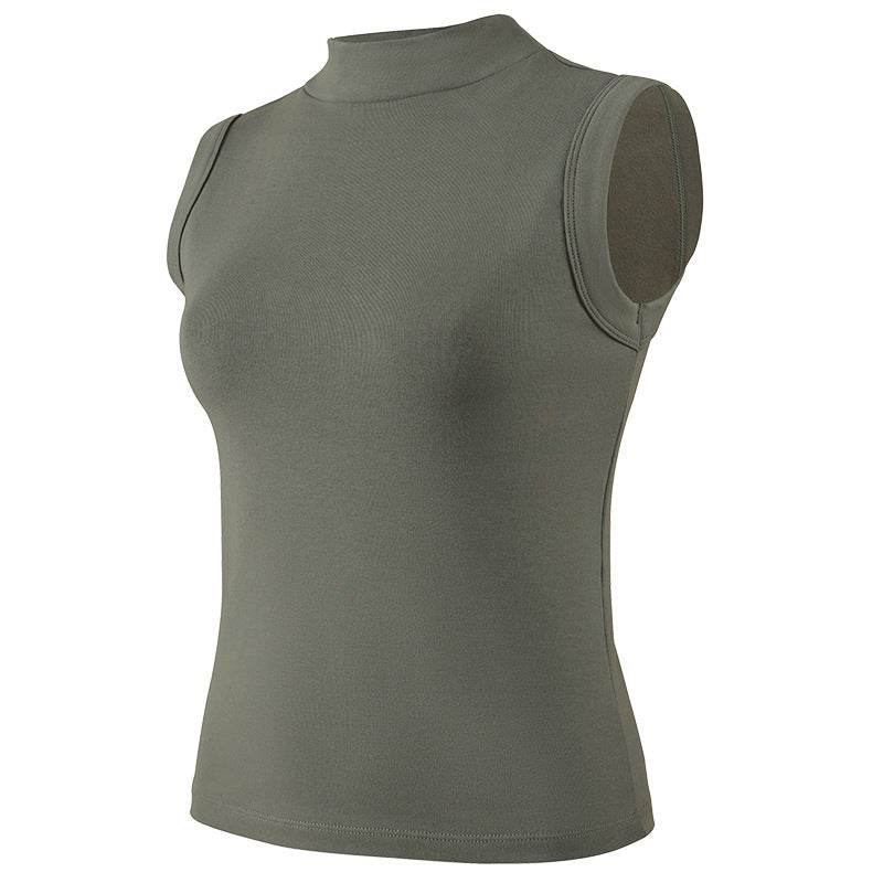 Sleeveless semi-high-neck fleece thermal vest - Price Value Store