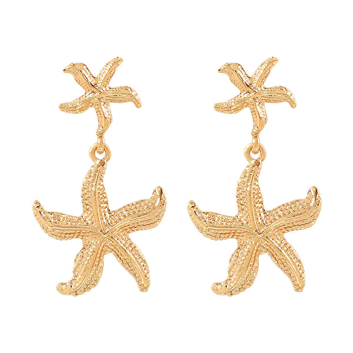 Personalized conch and starfish pendant necklace earrings - Price Value Store