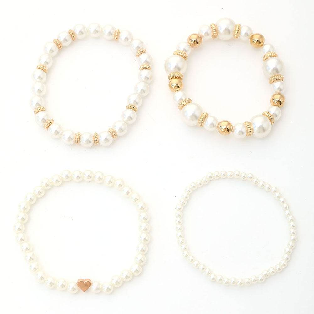 Pearl-like heart-shaped beaded bracelet - Price Value Store