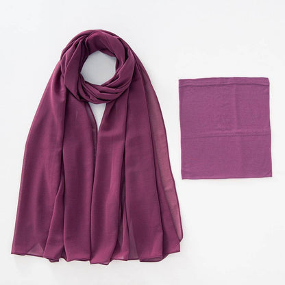 Modal Elastic Bucket Cap with Pearl Chiffon Scarf Set - Price Value Store