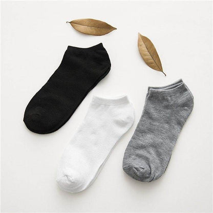 Men's Ankle Socks - Polyester Cotton Blend, Invisible, Solid Color - Price Value Store