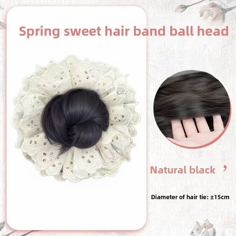 Lace-trimmed bun hair loop wig - Price Value Store
