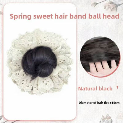 Lace-trimmed bun hair loop wig - Price Value Store