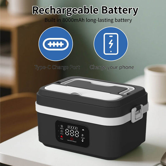 USB Charging Insulation Lunch Box with Wireless Heating - Price Value Store