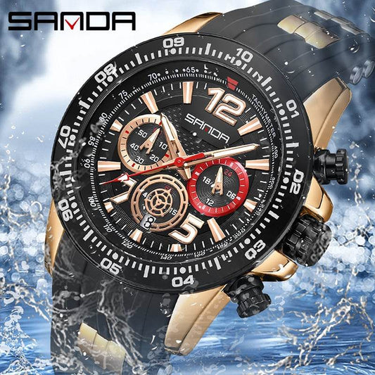 Men's Fashion Three-Eye Six-Pin Waterproof Quartz Watch - Price Value Store