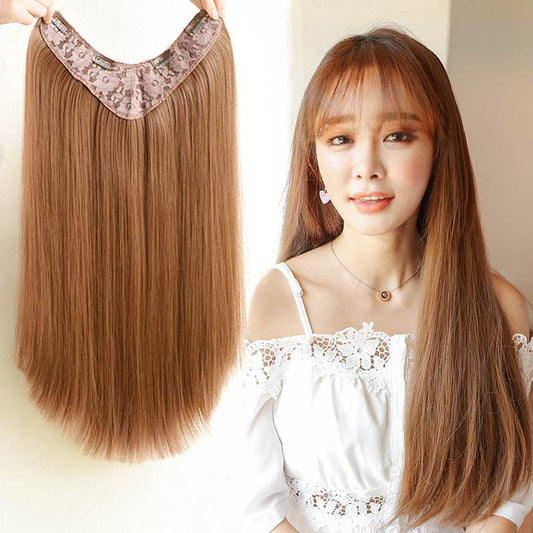 Long Curly/Straight Wig Hair Extension Piece, Natural Look, Adjustable Mesh Cap - Price Value Store