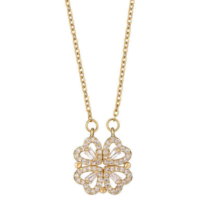 Retro Magnetic Clasp Heart & Clover Necklace - Price Value Store