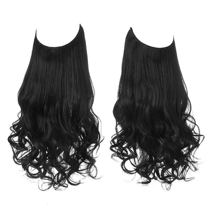 European and American wig one-piece hair quantity multiple U-shaped hair extension female fishing line wig invisible natural long curly hair - Price Value Store