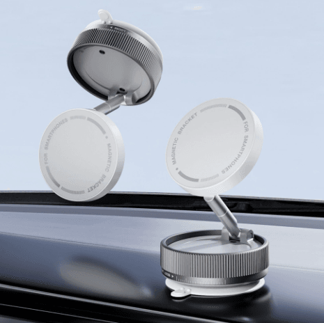 Car metal mobile phone bracket 2025 new suction cup vacuum adsorption car special navigation magnetic suction fixing bracket - Price Value Store