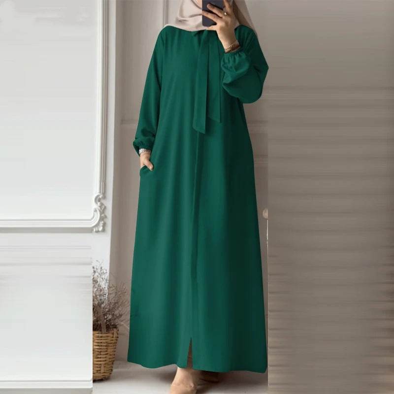 Solid-color long-sleeved blouse dress - Price Value Store