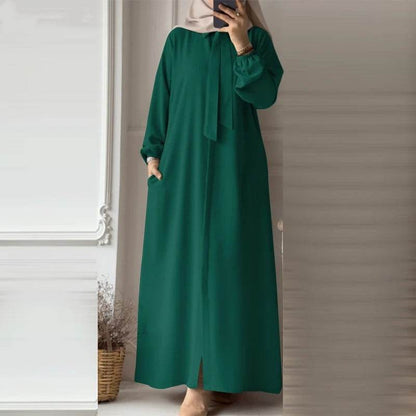 Solid-color long-sleeved blouse dress - Price Value Store