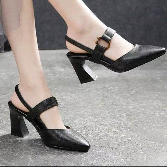 Women's Casual Square Toe Back Empty Sandals with Chunky Heel - Price Value Store
