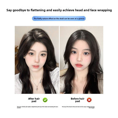One-piece fluffy wig for the top of the head