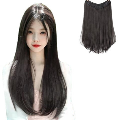 Long straight hair extension and seamless wig pieces
