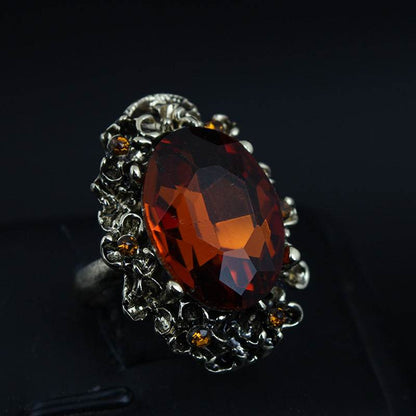 Retro Adjustable Crystal Stone Ring for Women - Vintage Geometric Jewelry - Price Value Store