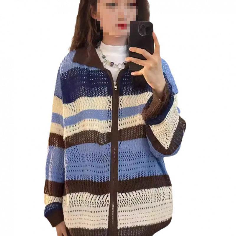 Korean Style Loose Knitted Cardigan with Cut Out Design - Price Value Store