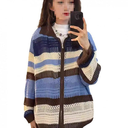 Korean Style Loose Knitted Cardigan with Cut Out Design - Price Value Store