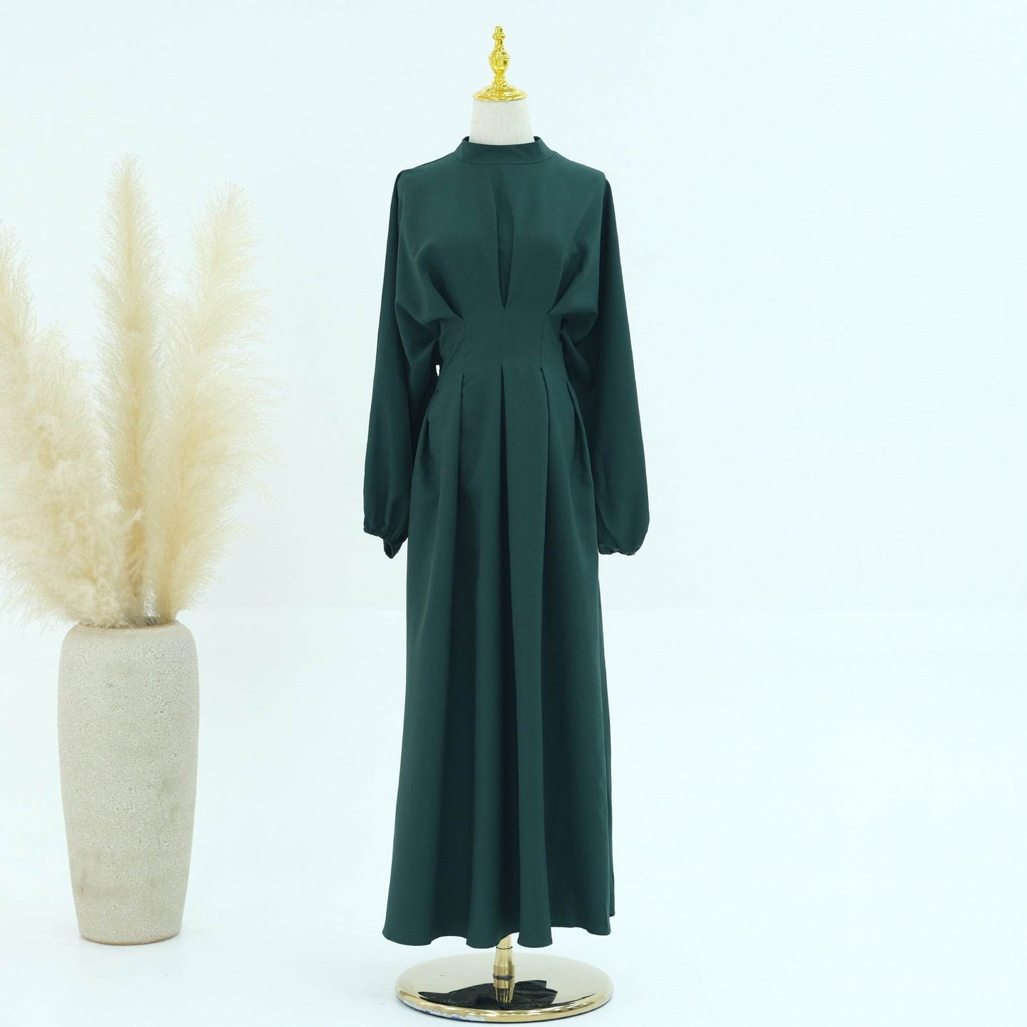 Turkey Dubai Solid Color Beam Sleeve dress - Price Value Store