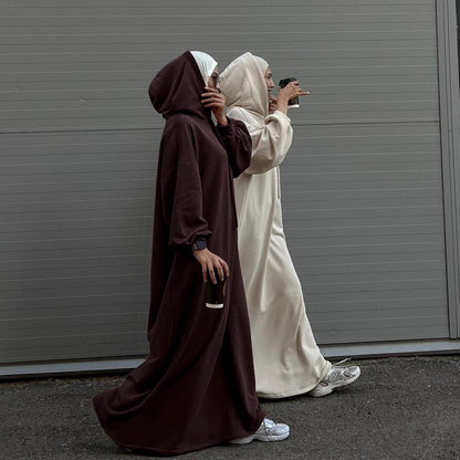Solid Color Hoodie dress