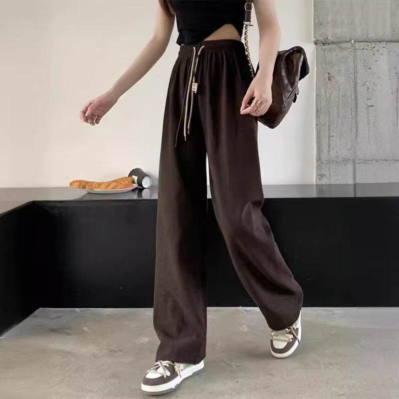 Corduroy double-belted straight-leg pants - Price Value Store