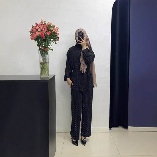 Rhinestone Long-sleeved Loose Light Luxury Fashion Royal Sister Style Elegant Shirt - Price Value Store
