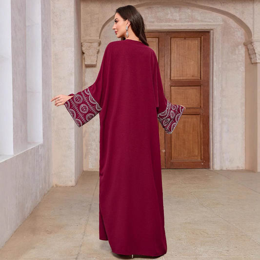 Embroidered cardigan robe with bat sleeves - Price Value Store