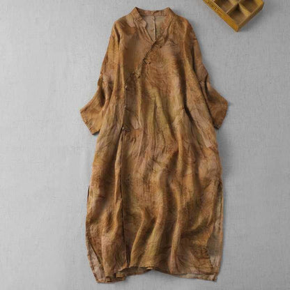 Artistic V-neck printed dress - Price Value Store