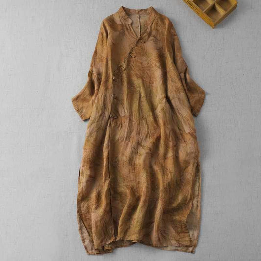 Artistic V-neck printed dress - Price Value Store